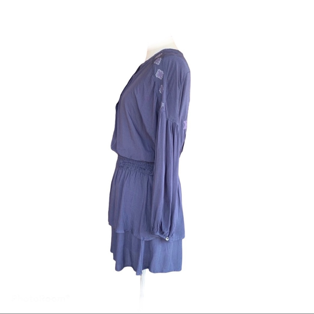 NWT Hummingbird Embroidery Ruching Mini Dress Size M - Picture 3 of 8